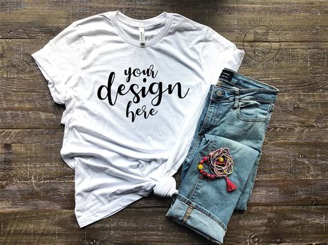 Bella Canvas 3001 Mockup White Crew Neck Mockup Wjeans Etsy