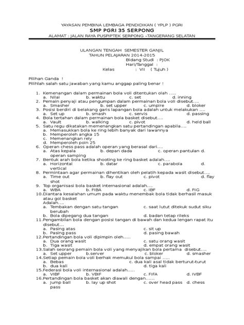 Pdf Soal Kls Vii Pjok Dan Ix Dokumen Tips