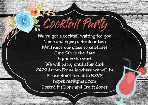 Unique Cocktail party invitation custom created for partiers who need ...