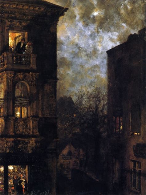 Corner Of A House In The Moonlight Painting Adolph Von Menzel Oil