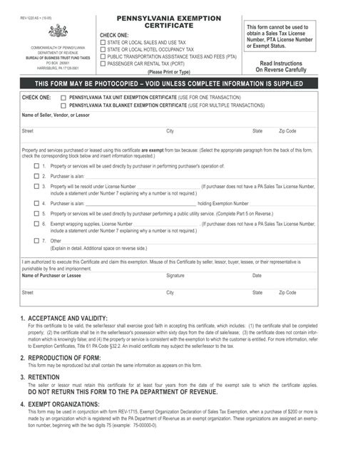 Pa Tax Exempt Form Pdf Fill Out Sign Online DocHub