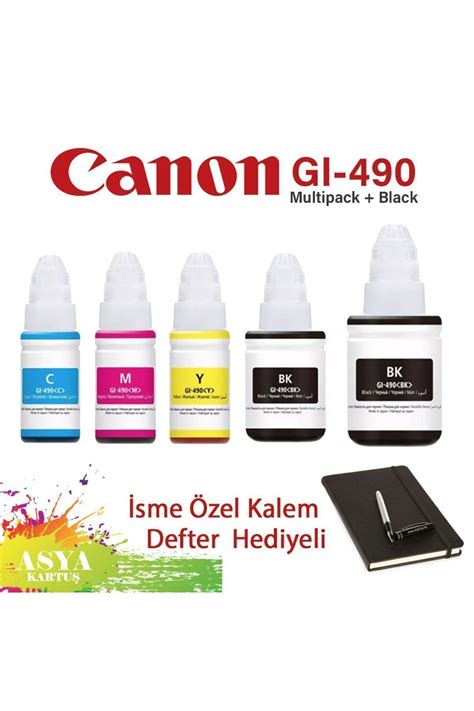 Canon Pixma G3411 Uyumlu GI 490 4 Renk Mürekkep Siyah Hediyeli CMYK