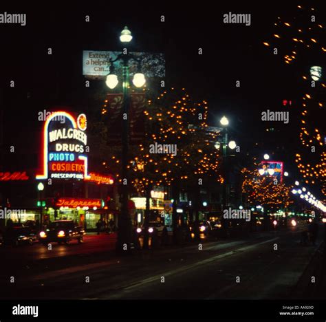 Walgreens shop lit up at night with Christmas decorations Canal Street New Orleans Stock Photo ...