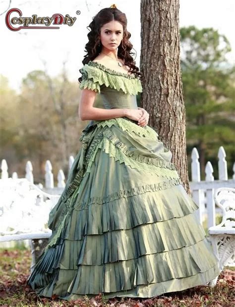 Cosplaydiy Katherine Pierce Cosplay Dress Vampire Costume Victorian