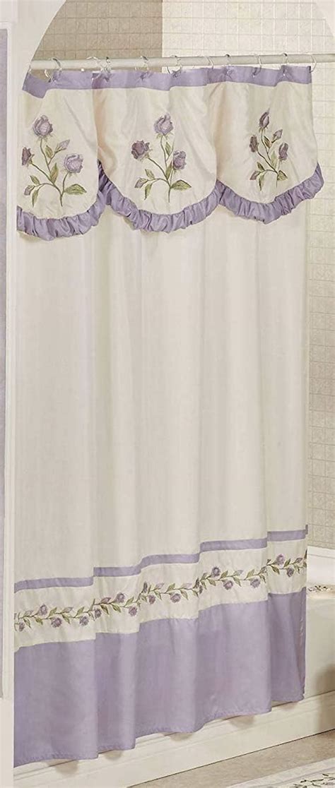 Touch Of Class Lavender Rose Embroidered Shower Curtain