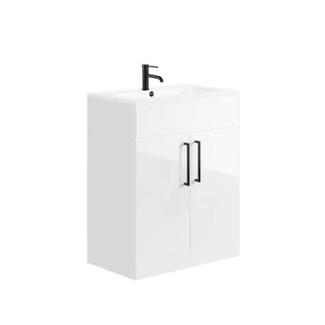 Metro Floor Standing Mm Vanity Unit Basin In Gloss White