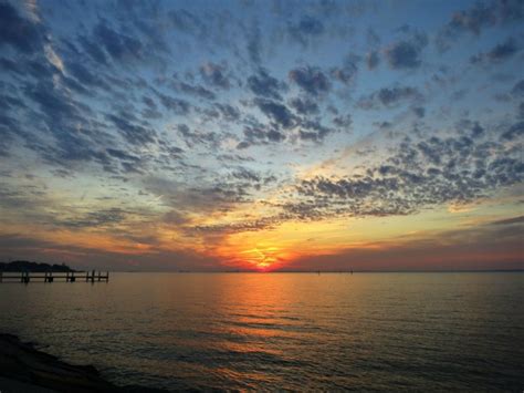 Sunset over the Chesapeake Bay just south of the Chesapeake Bay Bridge ...