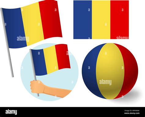 Romania Flag Icon Set National Flag Of Romania Vector Illustration