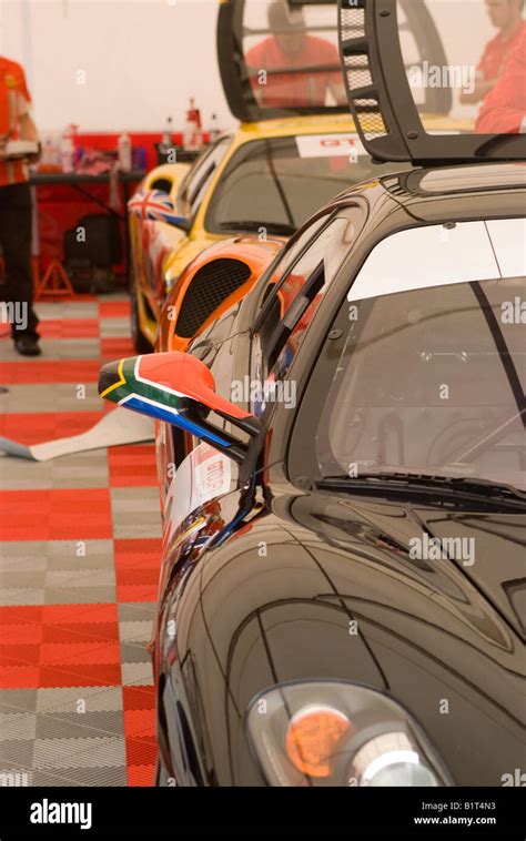 Ferrari 430 Challenge In Garage At Paddock For GT Cup At Oulton Park