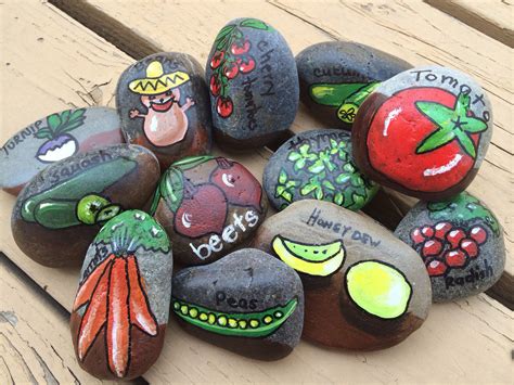 Hand Painted Rock Markers For Your Vegetables Hand Painted Rocks