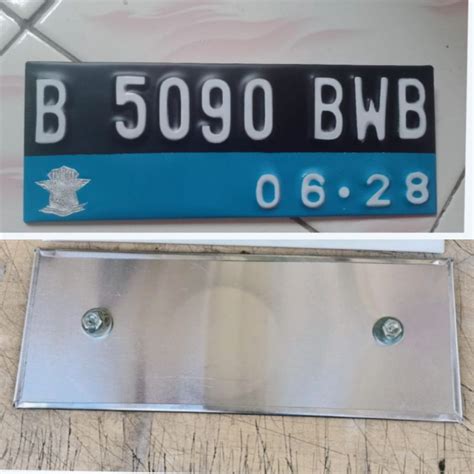 Jual Custom Plat Nomor Motor Listrik Hitam Biru Baut Tanam Shopee