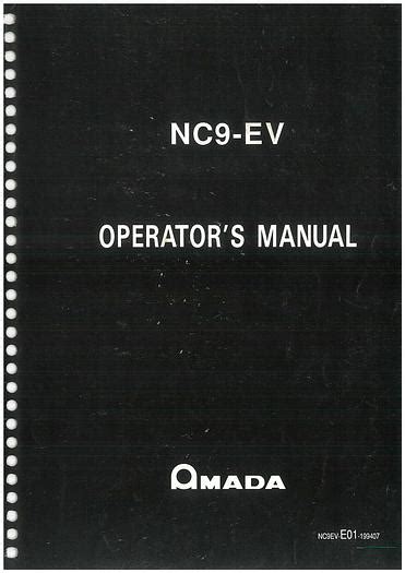 Used Manual for Used Amada Machine NC9-EV – Operator's Manual f...