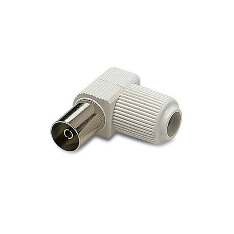 CONECTOR TV PAL 9 5 Mm ACODADO HEMBRA BLANCO Dlplus