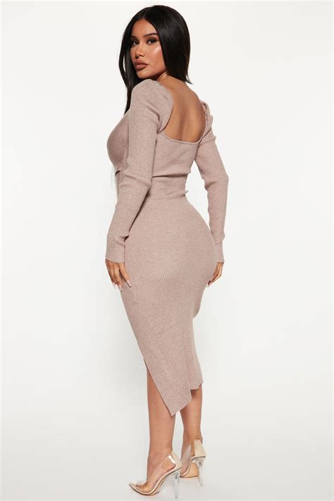 Karene Sweater Midi Dress Oatmeal Fashion Nova Dresses Fashion Nova