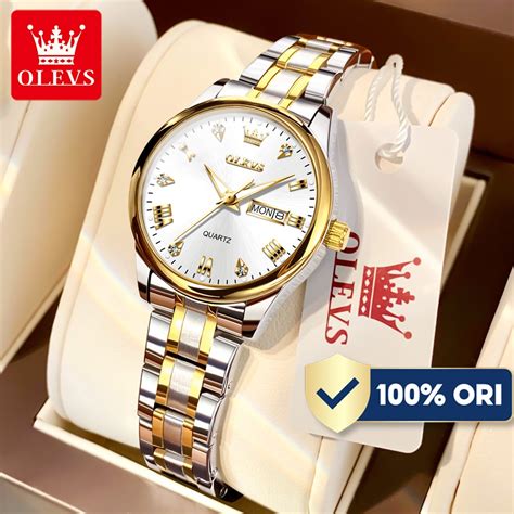 Olevs Wrist Watch For Woman Waterproof Original Gold Silver With Box