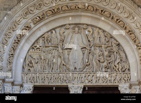 France, Saone et Loire, Autun, Saint Lazare Cathedral, portal and the