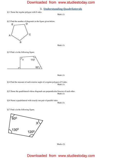 Questions On Understanding Quadrilaterals