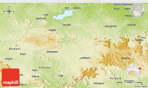 Physical 3d Map Of Surguja Ambikapur