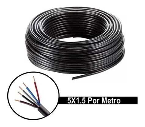 Cabo Comando Pp 5 Vias 1 5mm 1 Metro Preto Parcelamento Sem Juros