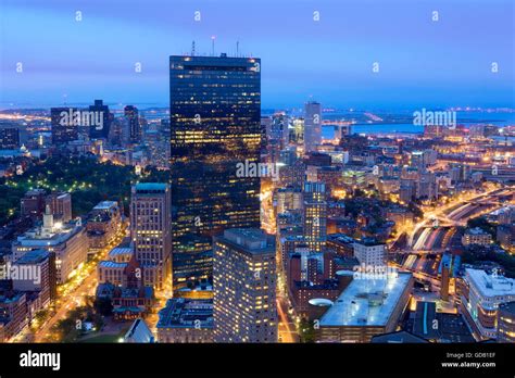 Boston skyline at night Stock Photo - Alamy