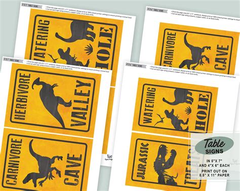 Dinosaur Birthday Signs Printable Dinosaur Set of Table | Etsy