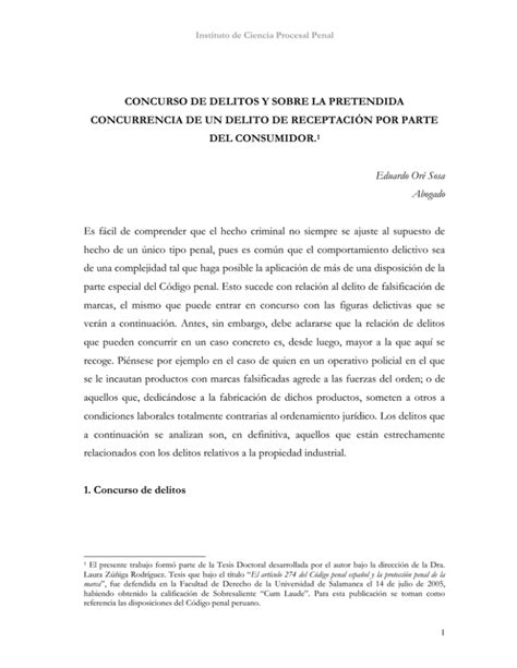 Concurso De Delitos Y Sobre La Pretendida