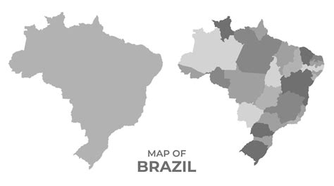 Mapa vetorial em escala de cinza do brasil regiões e ilustração