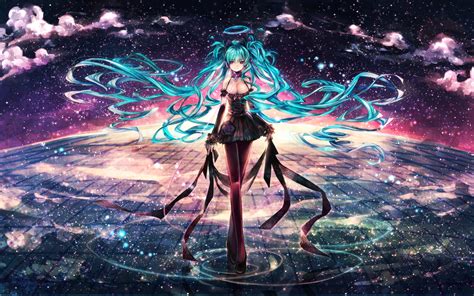 1920x1080 Anime Girls Vocaloid Hatsune Miku Twintails Aqua Hair Aqua