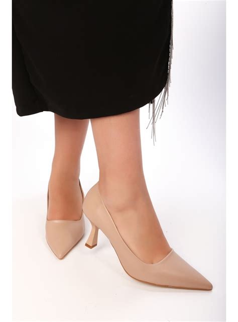 Kadın Aften Nude Cilt Topuklu Ayakkabı Stiletto Nude