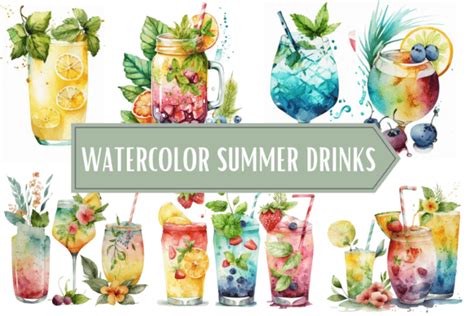 Summer Drink Watercolor Collection Graphic By Sunny Jar Designs