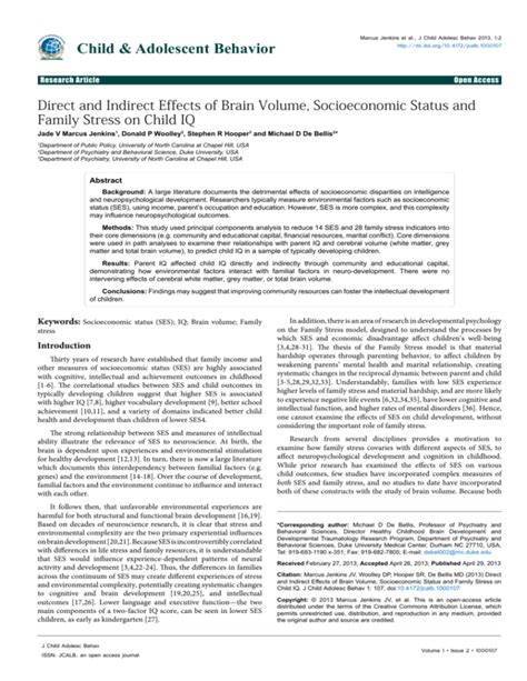 Direct And Indirect Effects Of Brain Volume Socioeconomic Status