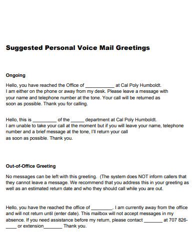 Voicemail Greeting - 30+ Examples, Format, How to Set, PDF