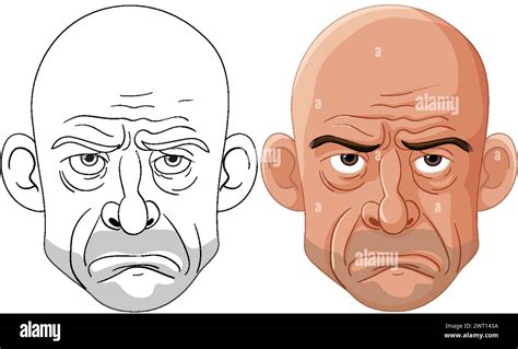 Two Cartoon Faces Showing Different Expressions Stock Vector Image