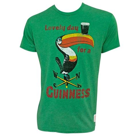 Guinness Mens Green Retro Lovely Day T Shirt Green Tee Shirts T