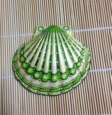 Hand Painted Scallop Shell Ready To Ship Etsy Seashell Painting