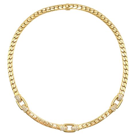 Cartier Diamond Link Yellow Gold Chain Necklace At 1stdibs Cartier