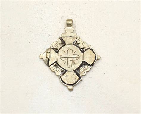 Ethiopain Painted Coptic Cross Icon Pendant