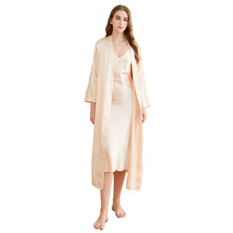 Solid Women Silk Satin PCS Lingerie Sleepwear Robe Bathrobes Pajamas Set Nightgown And Silk