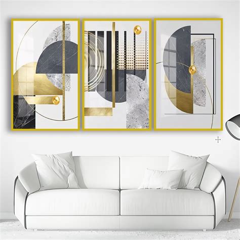 Quadro decorativo kit 3 peças Abstrato Moderno Para Sala E Quarto Alta