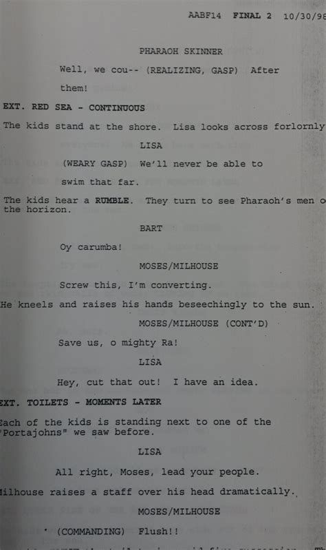 Production Used Script from The Simpsons (1999) - CharityStars