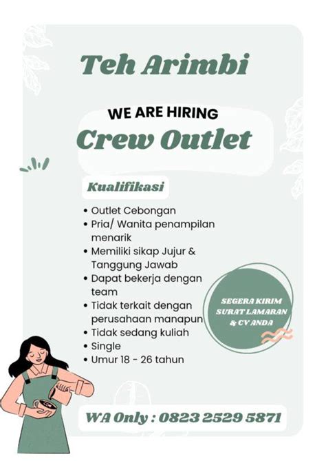 Lowongan Kerja Crew Outlet Di Teh Arimbi Lokerjogja Id