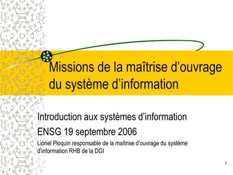 Ppt Missions De La Ma Trise Douvrage Du Syst Me Dinformation