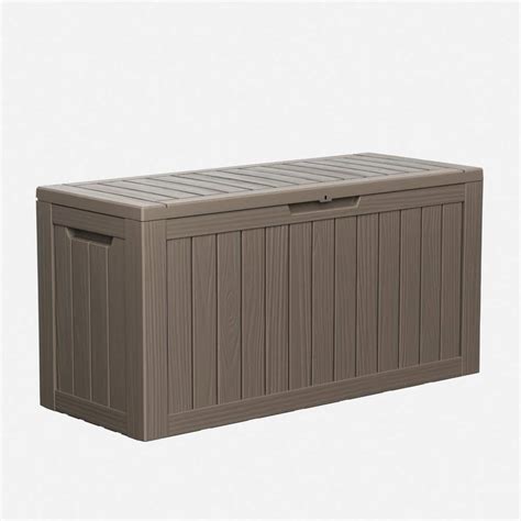 Vbal Gal Resin Wood Look Outdoor Storage Deck Box With Lockable Lid