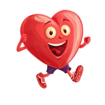 Cartoon Running Or Jogging Healthy Heart Character Cartoon Run Heart