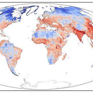 World Population Density Map For The Year 2015 Based On Data By CIESIN