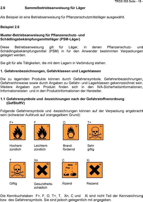 Betriebsanweisung Gefahrstoffe Muster