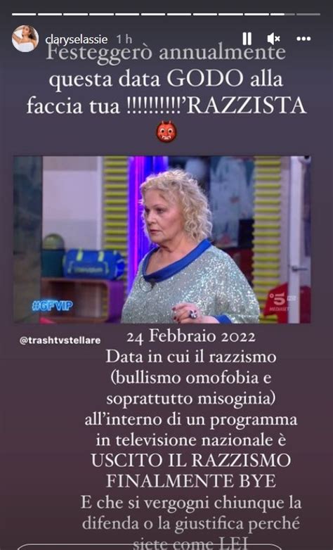 GF Vip Clarissa Insulta La Ricciarelli Su Instagram Vaffa Strega