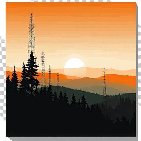 Premium Psd Illustration With Antenna Tower Silhouettes In Black