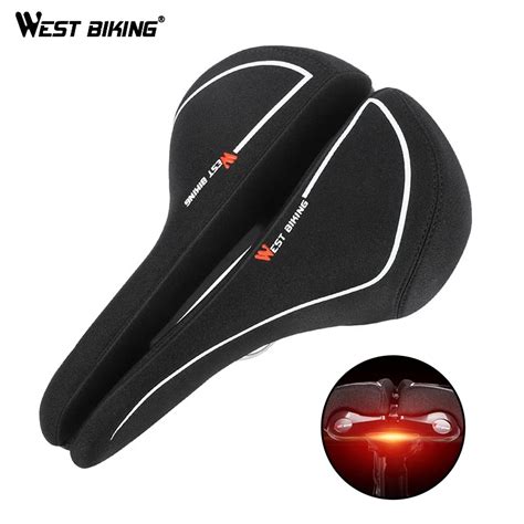 West Biking Mtb Bicycle Saddle With Taillight Silicon Gels Cycling