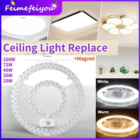 led ceiling light replacment magnetic circular double layer led lights ...